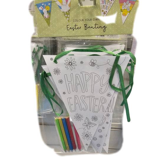 Easter Bunting Colour Your Own Kids Craft Kit - 8 Paper Flags of Easter Images
