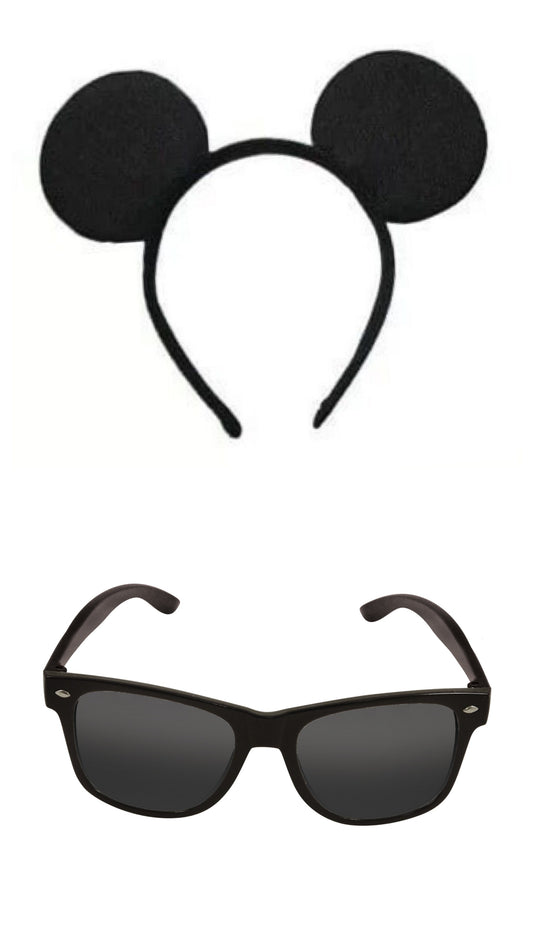 3 Blind Mice Set Black Glasses & Mouse Ears Kids Book Day Fancy Dress Outfit