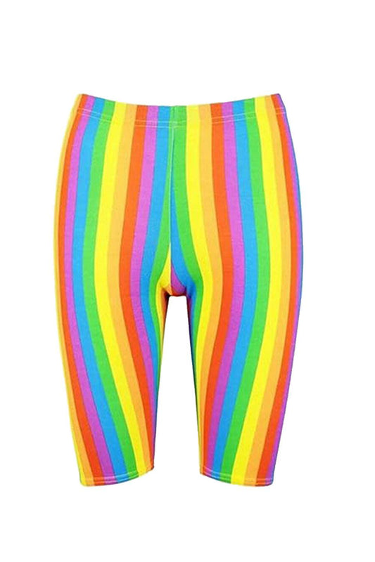 Womens Rainbow Cycling Short Rainbow Flag Striped Adults Summer Pride LGBTQ+ Active Wear