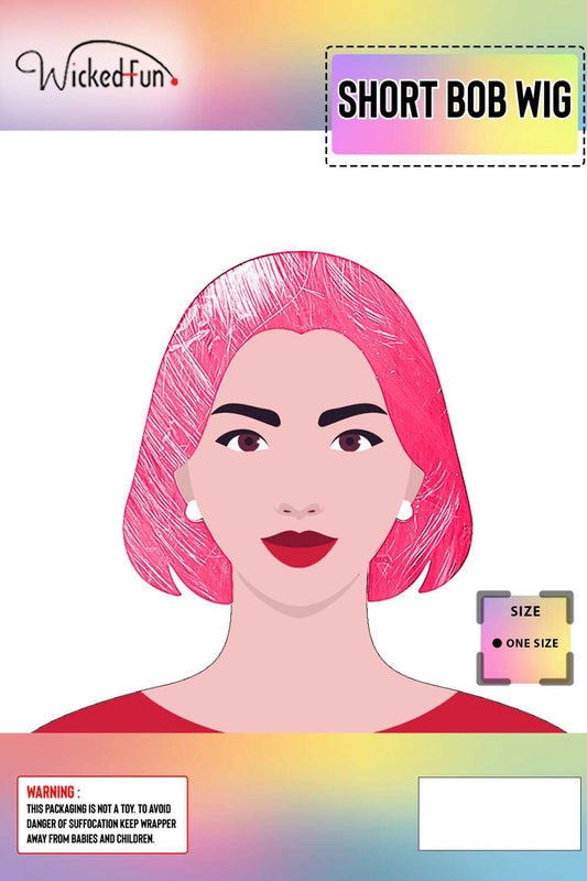 Womens Pink Short Bob Wig Fancy Dress Cosplay Wigs Pop Party Costume Accessory