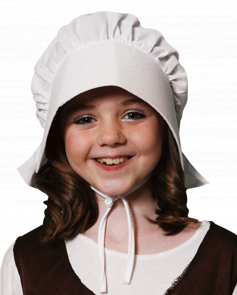 Girls White Victorian Bonnet Hat Childrens  Victorian Hat Book Week Fancy Dress Costume Accessory