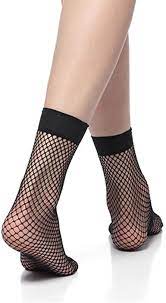 Women's Black Fishnet Ankle Socks Quality Elastic Stretch Net Black One Size