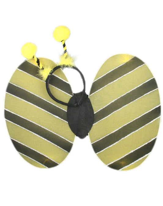 Kids Bumble Bee Wings And Deeley Bopper Yellow Black Childrens Fancy Dress Set