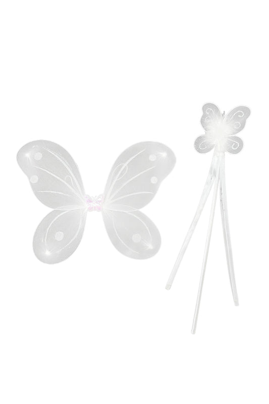 Girls Butterfly Glitter Wings And Wand Fancy Dress Party Childrens Accessory