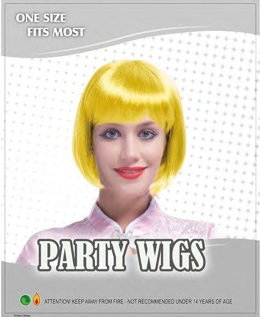 Womens Yellow Short Straight Hair Bob Wig Fancy Dress Cosplay Costume